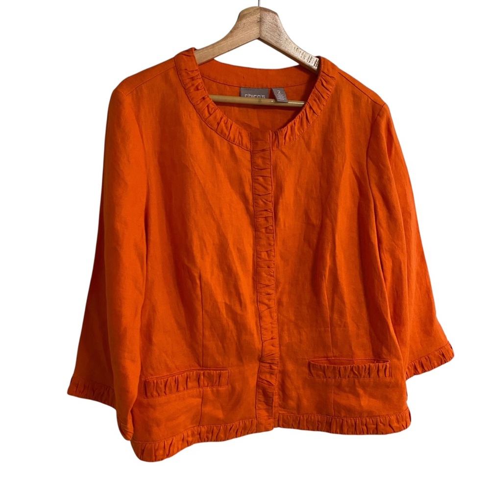 Chico’s Bright Orange Fall Snap Button Closure Li… - image 7